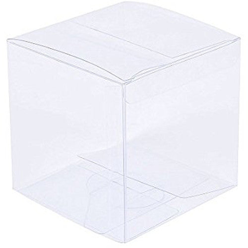 100 Pack of 12cm Square Cube Box - Large Bomboniere Exhibition Gift Product Showcase Clear Plastic Shop Display Storage Packaging Box